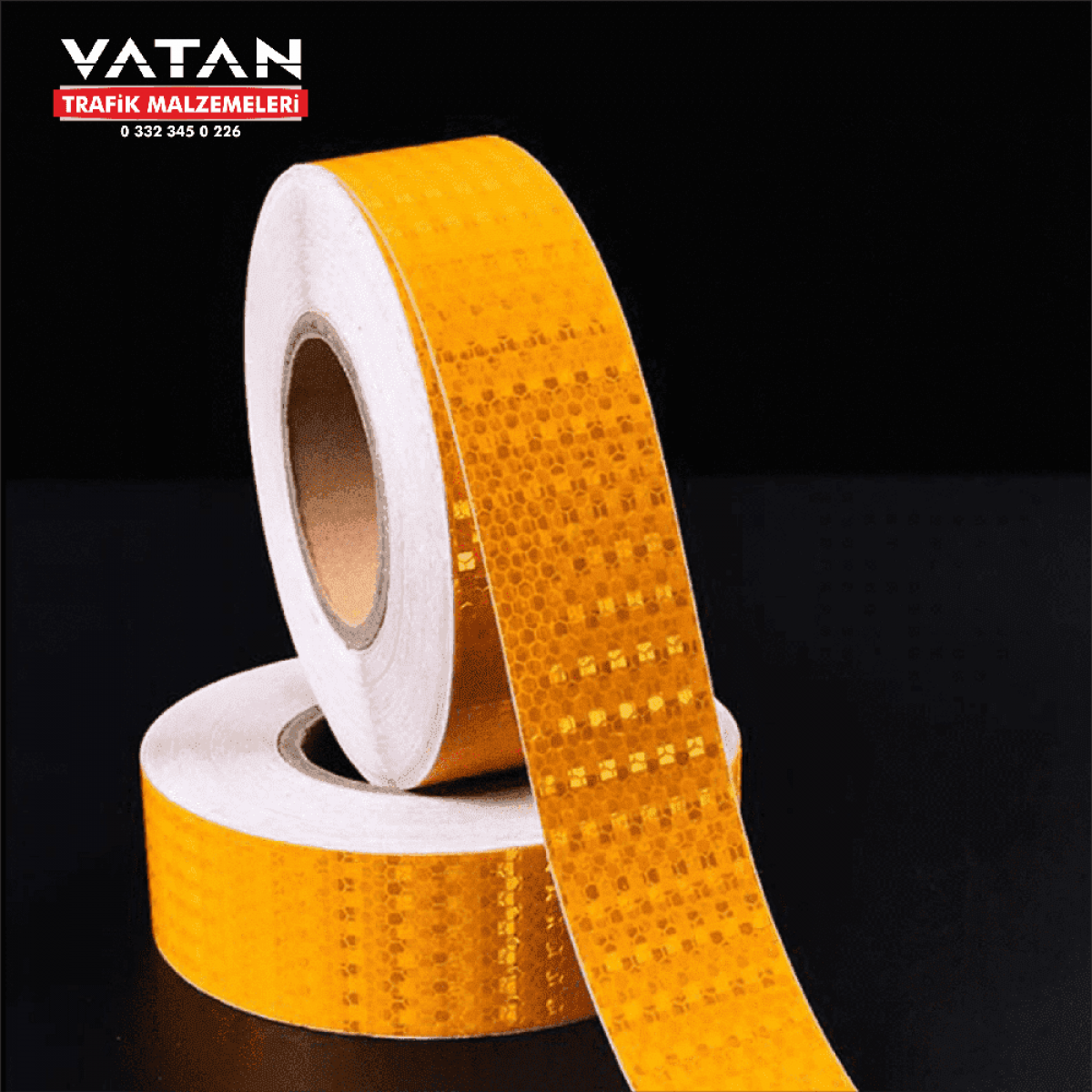 SARI PETEKLİ REFLEKTİF BANT 5 cm X 50 Metre